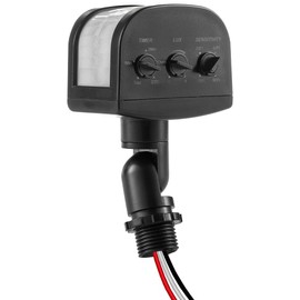 240-Degree Light Motion Sensor, 5-300LUX Adjustable Dusk to Dawn Replacement Motion Sensor, Adjustable Time & Detection Sensitivity 60Ft, 3 Modes Motion Detectors for Floodlight, UL Listed, Black