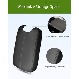 UMISHI Center Console Armrest Cover for 2008 2009 2010 2011 2012 Honda Accord Auto Leather Suture Console Lid Cover Replacement (Black)