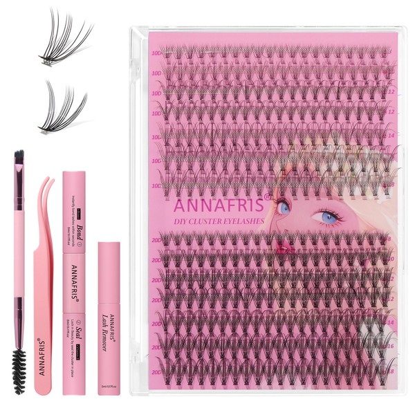ANNAFRIS Eyelash Extensions, 10D + 20D Eyelash Clusters, D Curl,
