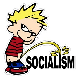 Calvin Peeing on Socialism Sticker