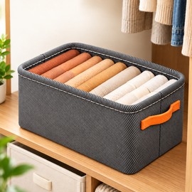Foldable Clothes Storage Organizer Box with Handles – Non-Woven Fabric Closet Bin for Clothing, Sweaters & Bedding