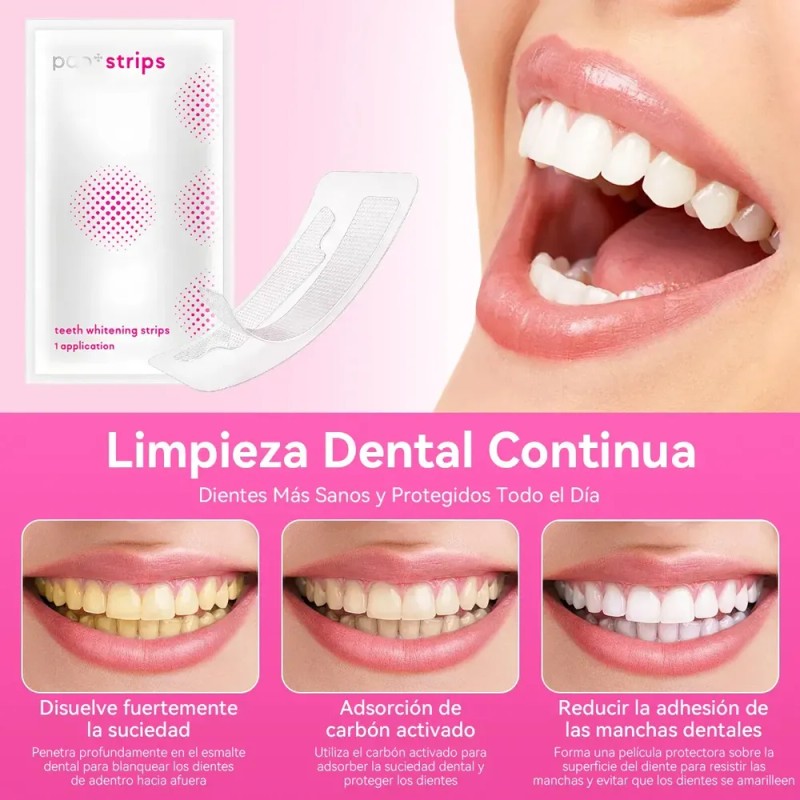 42 Piezas Tiras Blanqueadoras De Dientes Rojas - Sesión Sin