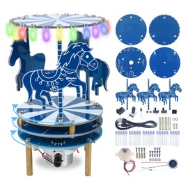 Carousel DIY Soldering Exercise Set, RGB LED Rotating Music Box Soldering Kit Project with 3 Music Pieces, Music Carousel Electronics Soldering Kit for STEM Training, Christmas