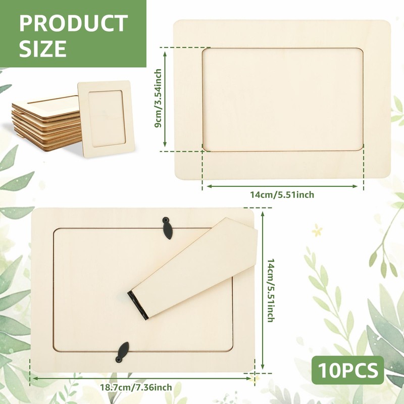 10Pcs Wooden Picture Frames,Stable Wooden Photo Holder,Easy to Use,for Craft,