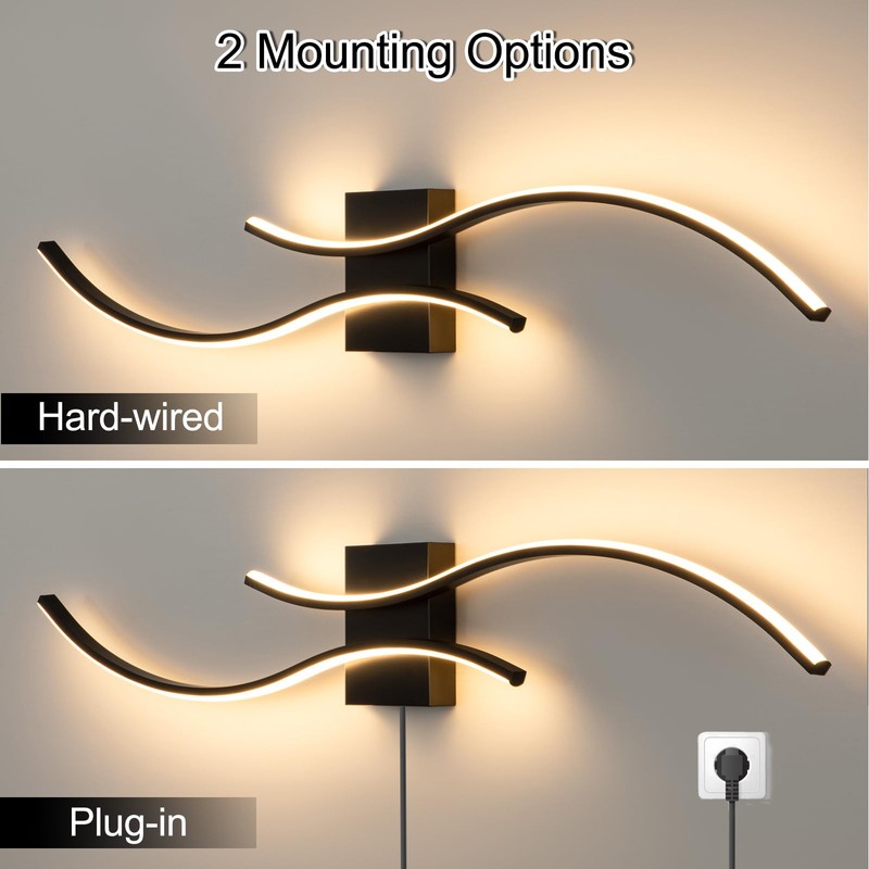 CANEOE Modern Led Wall Light, 39inch Black Indoor Led Wall
