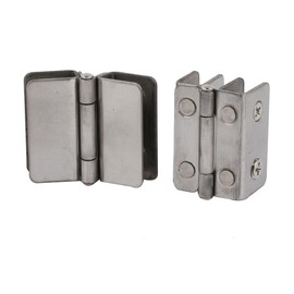 sourcingmap Shower Glass Door Adjustable Double Clamp Hinge Silver Tone 2pcs