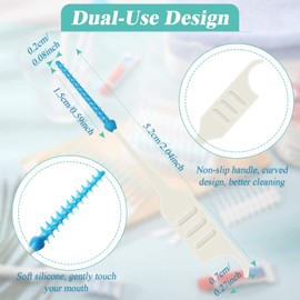 Patelai 200 Pieces Dual-Use Interdental Brushes Soft Silicone Dental Picks Toothpicks Between Teeth Brush, Tooth Flossing Brush for Cleaning Orthodontic Wire Toothbrush Clean Tool