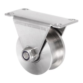 uxcell 1pcs H Groove Track Wheel, 2.28" 201 Stainless Steel Sliding Gate Double Bearing Rollers with Bracket for Inverted Track, Industrial Machines