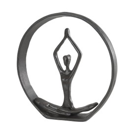 Danya B. ZI17195 Circle Iron Sculpture with Figurine in Yoga Pose - Namaste Spiritual Home Décor - Great Gift Idea for Yoga Lovers
