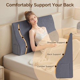 Lazyzizi Headboard Wedge Pillow, Large Triangular Reading Pillows Bolster Headboard Backrest Cushion Positioning Support Wedge Pillow for Day Bed Bunk Bed with Removable Cover,Twin