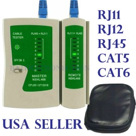 Battery Connection Cat5 CAT6 RJ11 RJ12 RJ45 Network Ethernet Lan Internet Cable Tester Test Tool US