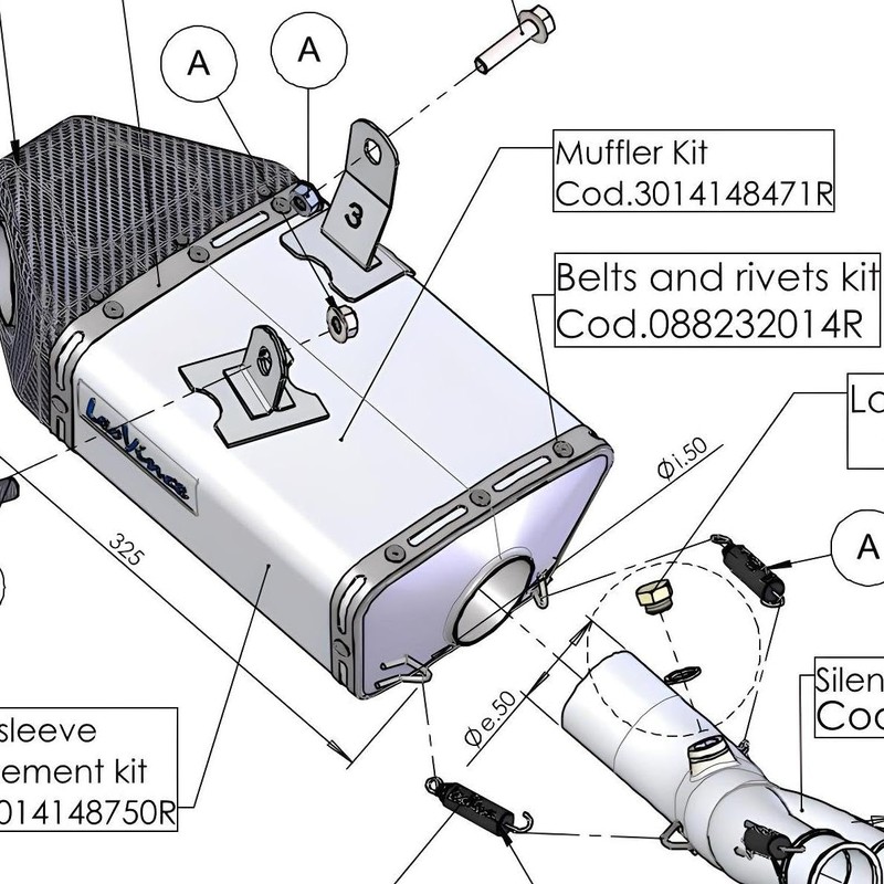 DB-Killer LeoVince Exhaust Replacement Part Exhaust Silencer EVO-2 47, Diameter