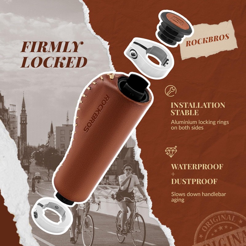 ROCKBROS Bicycle Grips MTB Retro Handlebar Grips Ergonomic Design Dual