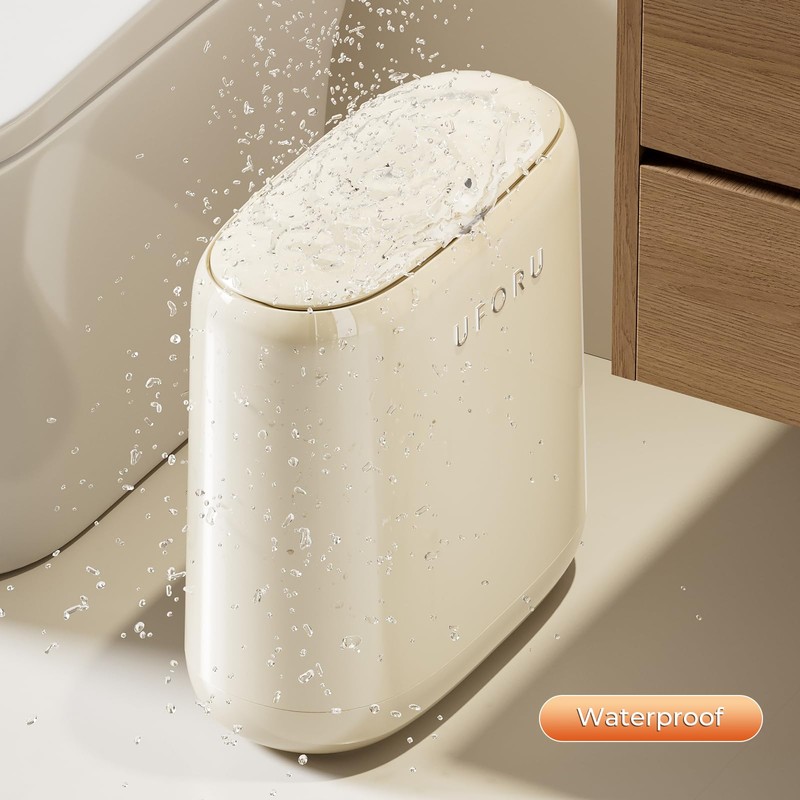 UFORU Bathroom Trash Can, 3.2 Gallon Slim Trash Can with
