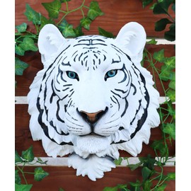 Ebros Gift Large Rare Blue Eyed White Siberian Tiger Head Wall Decor Plaque 16" Tall Taxidermy Art Decor Sculpture Apex Predator Wall Bust Plaque
