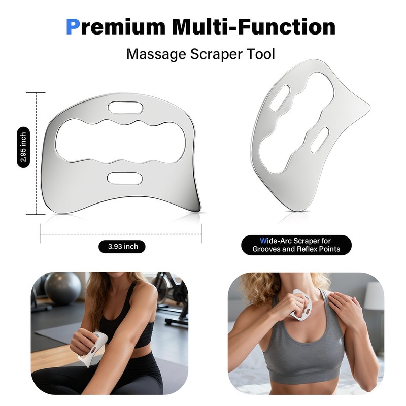 304 Stainless Steel Guasha Muscle Scraper Set, 5 in 1