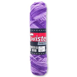 Frida's Wollhaus Twister 50 g Curly 8-Colour Knitting Crochet Wool Yarn Cotton 14 Colours (101 | Lilac | Purple)