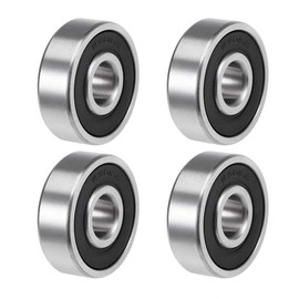 sourcing map Pack of 4 Grooved Ball Bearings 6301-2RS Z2 Double Shielded Carbon Steel 12 mm x 37 mm x 12 mm