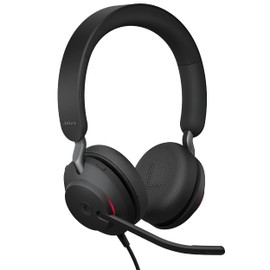 Jabra Evolve2 40 MS Wired Headphones, USB-C, Stereo, Black – Telework Headset for Calls and Music, Enhanced All-Day Comfort, Passive Noise Cancelling Headphones, MS-Optimized with USB-C Connection