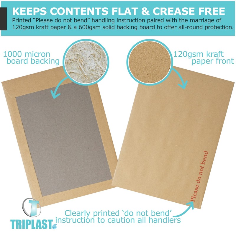 Triplast 10 x A4 C4 Manilla Hard Board Back Envelopes