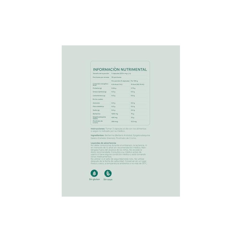 nutriADN – Metabolic Support con Berberina Aristata, EGCG y Picolinato