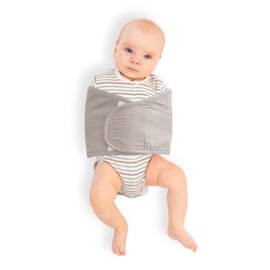 Baby Arm Swaddle | Adjustable Swaddle Wrap for Newborns and Infants – Dual-Wing Design Comfortably Secures Arms Only | Ultra-Soft Cotton (Grey, Small)