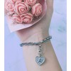 Silver Initial Charm Bracelet Stainless Steel Heart Letter Alphabet Bracelet