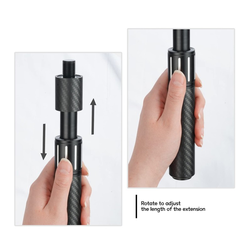 KONLLEN Threaded Carbon Fiber Pool Cue Extension with 3 Bumpers