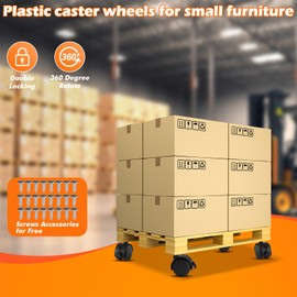 1” Small Furniture Wheels Set of 4 Plastic Nylon Casters with Brake Heavy-Duty Swivel Plate Castor Replacement Cart Wheels for Workbench Cabinet Table Shelves, Indoor Outdoor Universal Wheels Black