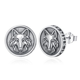 Eusense Viking Unisex Creole Earrings 925 Silver Rune Viking Sleeper Earrings Gifts Jewellery for Women Men Mother's Day Father's Day, Sterling Silver, No Gemstone