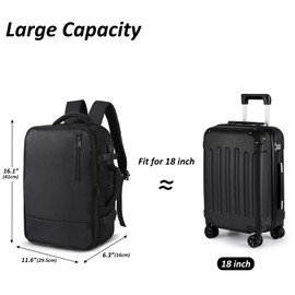 TANTOMI Travel Backpack for Men Women,15.6 Inch Laptop Backpack Carry-On Bags for Work Business, Casual Daypack with USB Charging Port (Black)