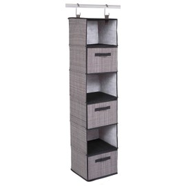 Internet's Best Hanging Closet Organizer with Drawers - 6 Shelf - 3 Drawers - Clothing Sweaters Shoes Accessories Storage - Grey
