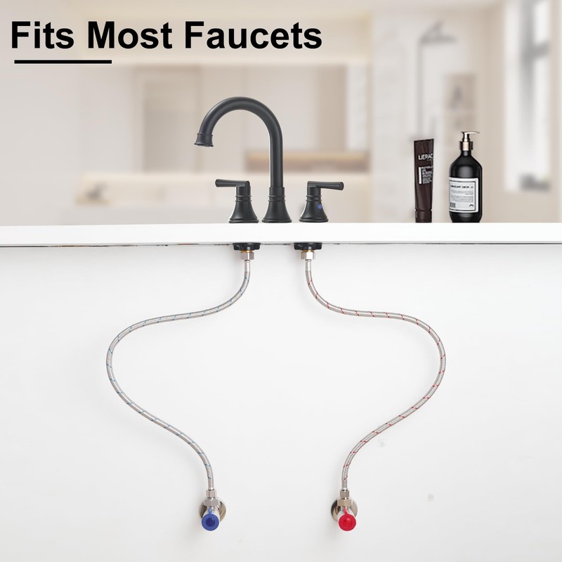 BATHLAVISH 32" Length Faucet Supply Lines 3/8" Comp x M10