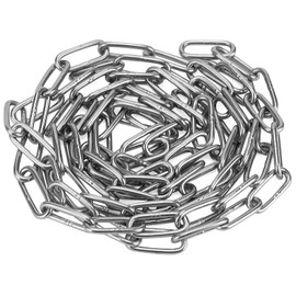 LEXININ 5/32 Inch x 32 Feet Stainless Steel Coil Chain Link, 4mm x 10m Proof Coil Chain, Metal Safety Chain Decorative Welded Chain Links for Hanging Plants, Trailer, Drying Clothes