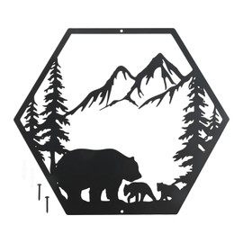 gohantee Bär Eisen Wandbild Garten Figuren Deko Wand Behang Für Tiere Metall Wandbehang Eisen Wanddeko Weihnachtsschmuck Tiere Wandbild Metall Wanddekoration Schmiedeeisen Dekorationen 3D