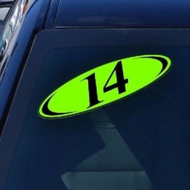 EZ Lettering Car Lot Windshield Two Digit Oval Model Year Sticker-15 Packs Black & Chartreuse