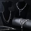 Ferreve 4 Pcs Y2k Double Layered Necklace Set Irregular Moonstone