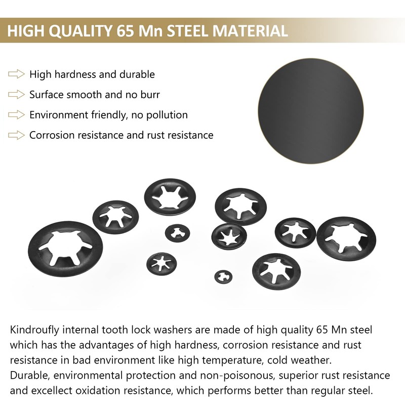 370 Pieces Internal Tooth Star Lock Washers, Kindroufly 9 Sizes