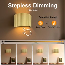 Folux Battery Operated Modern Fluted Wall Sconce Set of 2, 5200mAh Rechargeable Battery and Integrated LED, for Staircase Living Room Bedroom Hallway Corridor