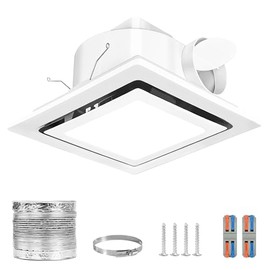 Bathroom Exhaust Fan with Light, 140 CFM 1.0 Sone Quiet Bathroom Fan with Light, 12" x 12" Panel, 10" x 10" Ceiling Opening, 4" Duct, 6500K 1200LM LED, Independent Fan & Light Controls