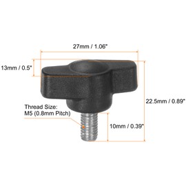 HARFINGTON 10pcs Tee Wing Knobs M5 x 10mm Black Carbon Steel Zinc Plated Plastic T/Z Knobs Thumb Screws