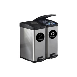 Recycle and Trash Sticker Vinyl Modern Logo (2.75" x 2.75" 1 ea.) Symbol to Organize Trash cans or Garbage containers and Walls - XSmall - Black Gloss