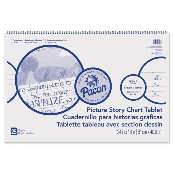 Pacon Ruled Picture Story Chart Tablet White 24 x 16 in