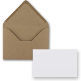 FarbenFroh by GUSTAV NEUSER 25x pieces card with envelope set single cards Din A8 7.1x4.5 cm bright white with envelopes C8 7.6x5.2 cm sand brown wet glue