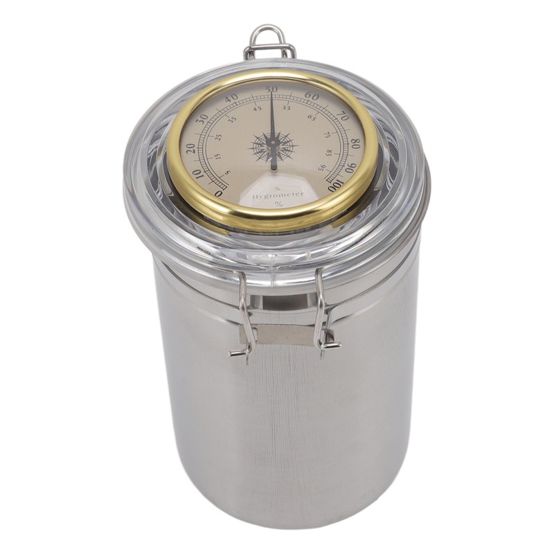 Cigar Jar Stainless Steel Silicone Ring with Hygrometer Waterproof Sealed