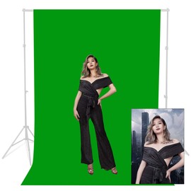 Green Screen Backdrop, 1.8x2.7m/6x9ft 100% Cotton Muslin Photography Backdrop, Collapsible Green Photo Background for Studio, Video and Chromakey