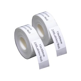 DINGYI 2 Rolls Compatible with Phomemo D35 Lables White Sticky Waterproof Label Maker Tapes 15x30mm 230 Labels/Roll Thermal Printer Paper for Office Supplies School Home
