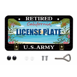 BOARLIDA Retired US Army Design License Plate Frame Army Decorative Stainless Steel Car License Plate Cover for Men Women Boys Girls 12 X 6 Inch