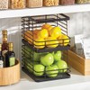 mDesign Stacking Wire Baskets Food Organizer Storage Metal Basket with