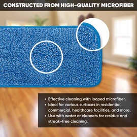 Microfiber Wholesale™ 18 inch Microfiber Mop Pads - Machine Washable, Reusable, Refills & Replacement Wet Mop Heads Compatible with Any Microfiber Flat Mop System (3 Pack)